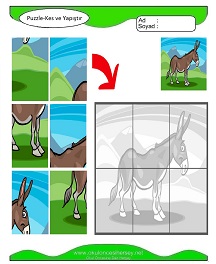 Puzzle Kes Yapıştır Çalışma Sayfaları